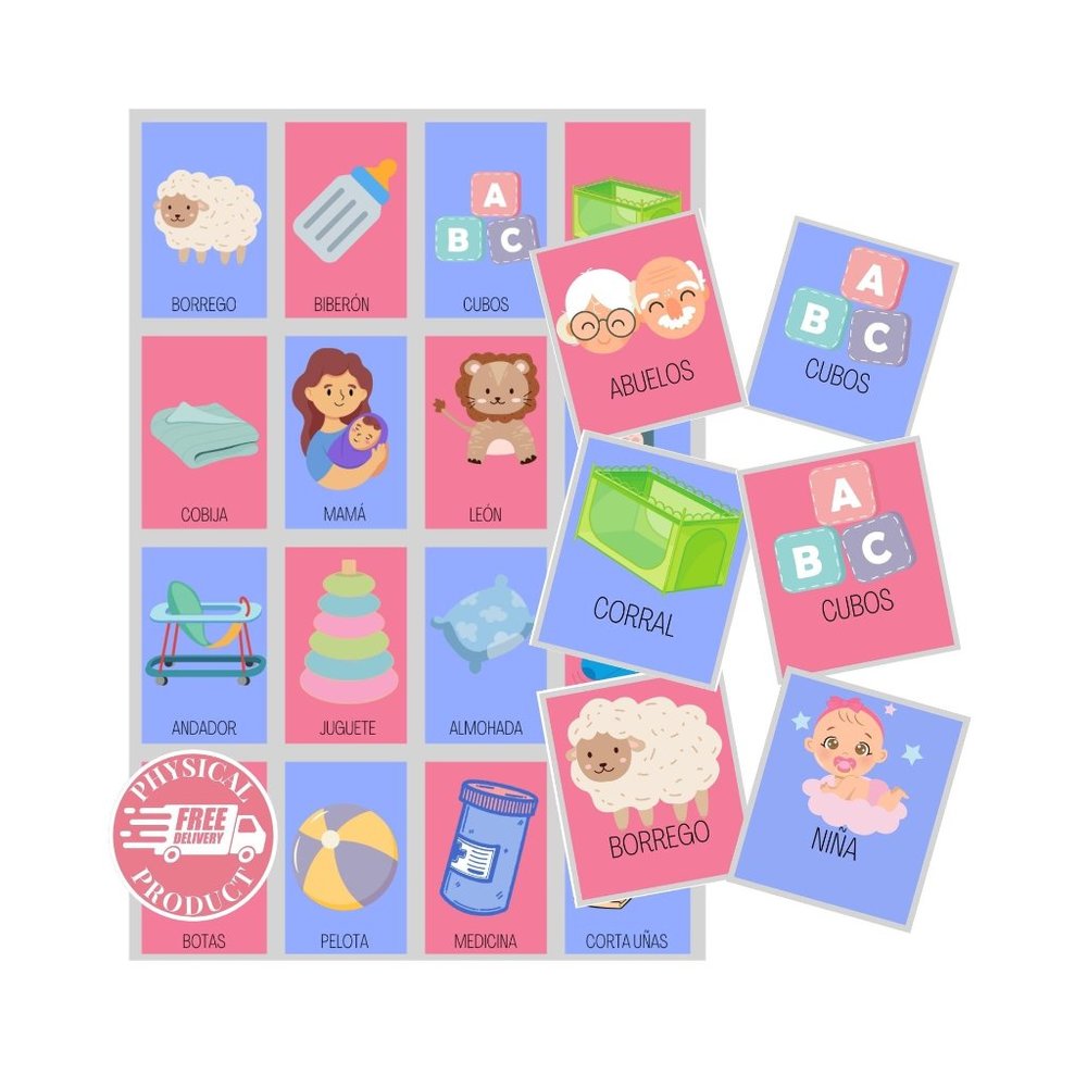 Juegos Para Baby Shower En Español 50 Tableros Loteria Revelacion De Sexo